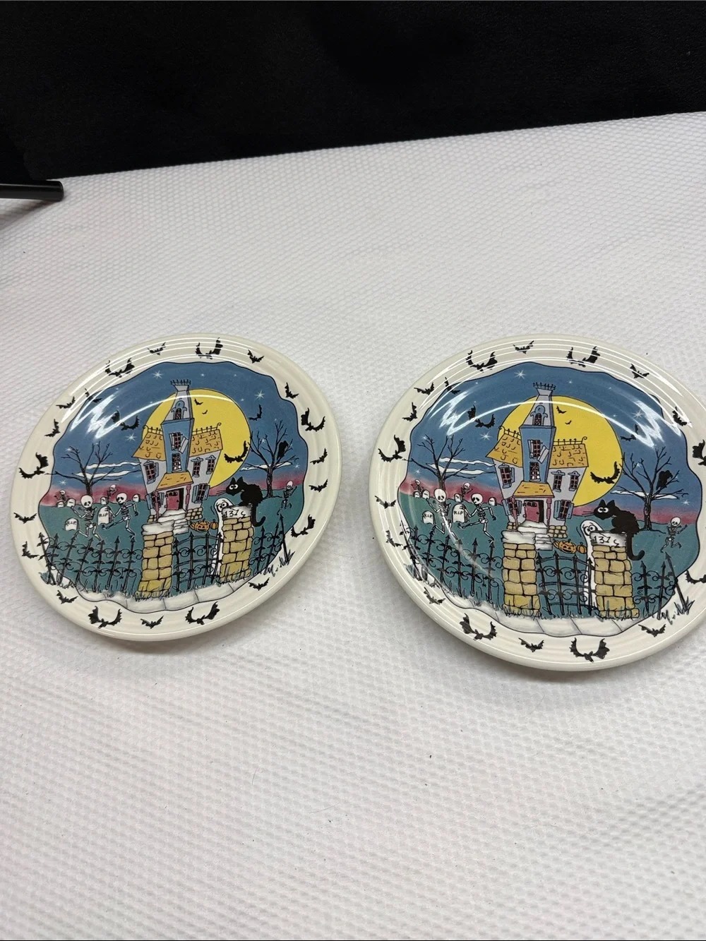 Homer Laughlin Fiesta Halloween Haunted House Pottery Plates - Set of 2 Retired